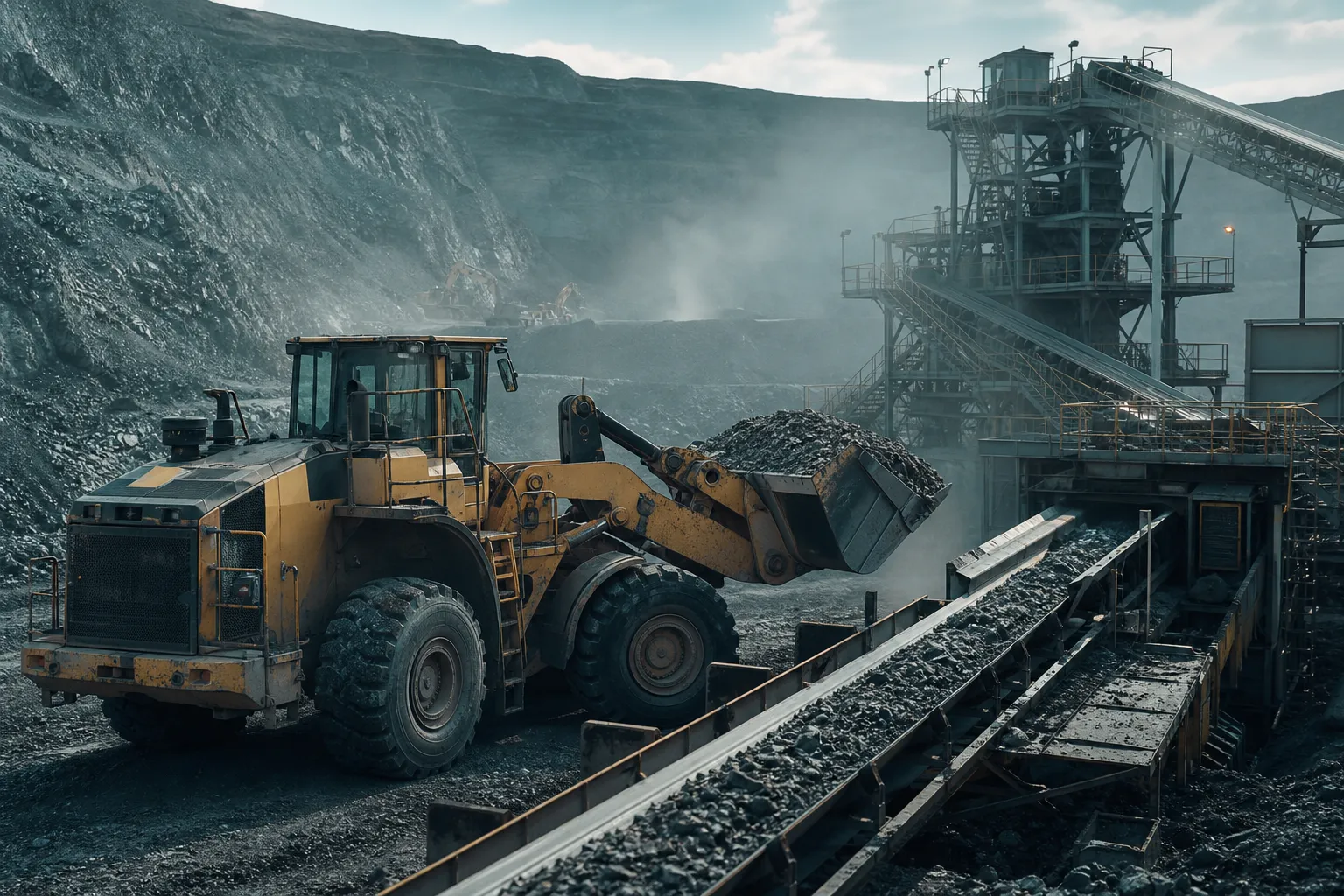 Mining loaders and conveyors in abrasive dusty environments